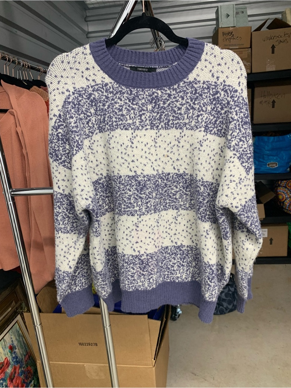Forever 21 Lavender and White Speckled Crewneck Sweater